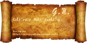 Göncz Mátyás névjegykártya